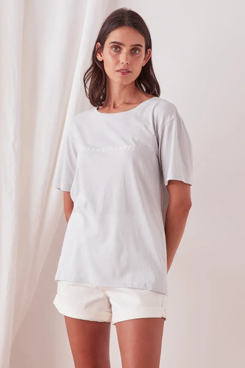 Assembly Label - Logo Cotton Crew Tee - Seamist / White 1