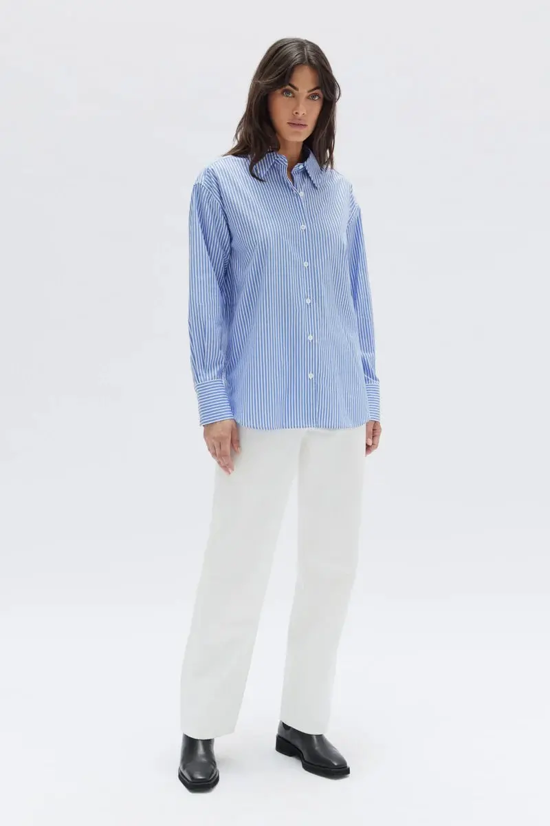 Assembly Label - Signature Poplin Shirt - Blue/White Stripe 1