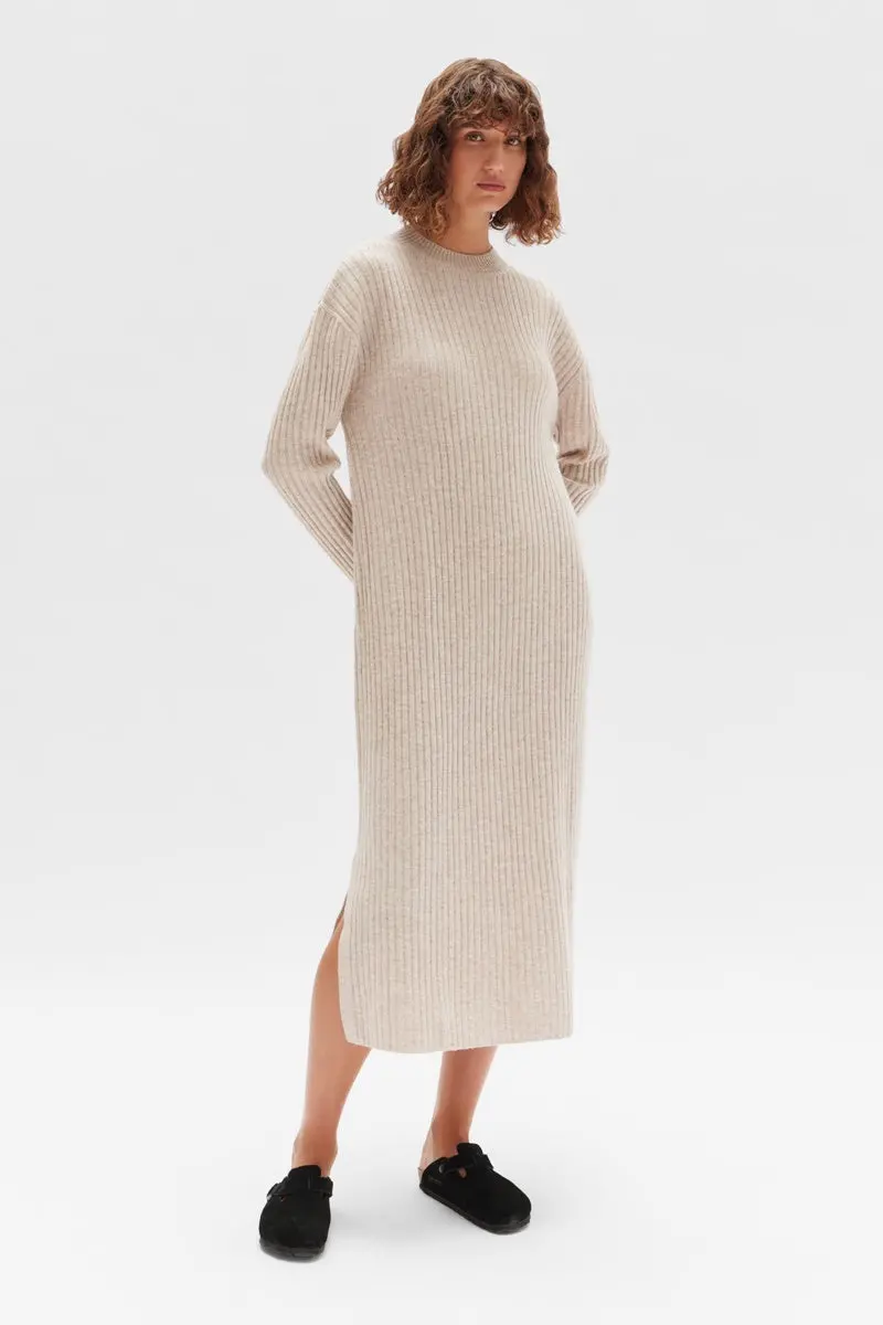 Assembly Label - Wool Cashmere Rib Dress - Oat Marle 1
