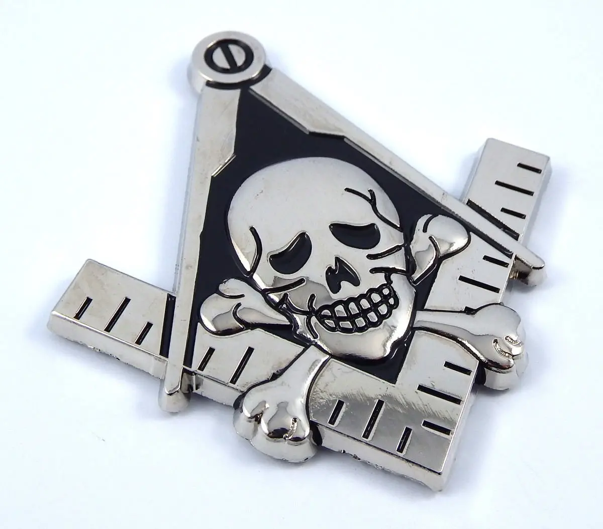 Mason Masonic Auto Emblem With Skull Chrome Black 3" Metal Car 3D Decal Mas17 1