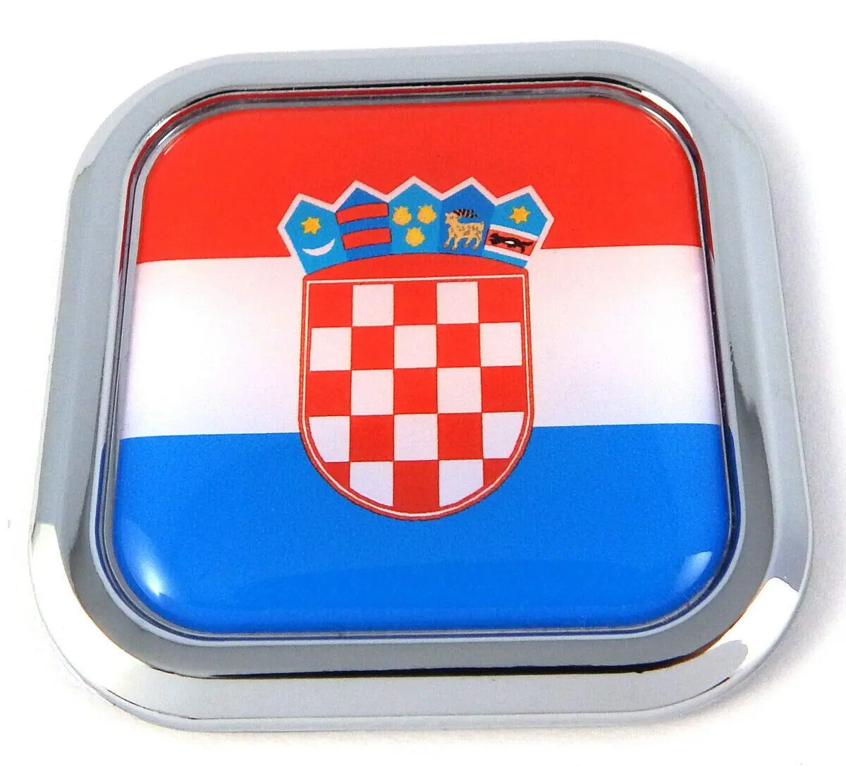 Croatia Flag Square Chrome Rim Emblem Car 3D Decal Badge Hood Bumper Sticker 2" 1