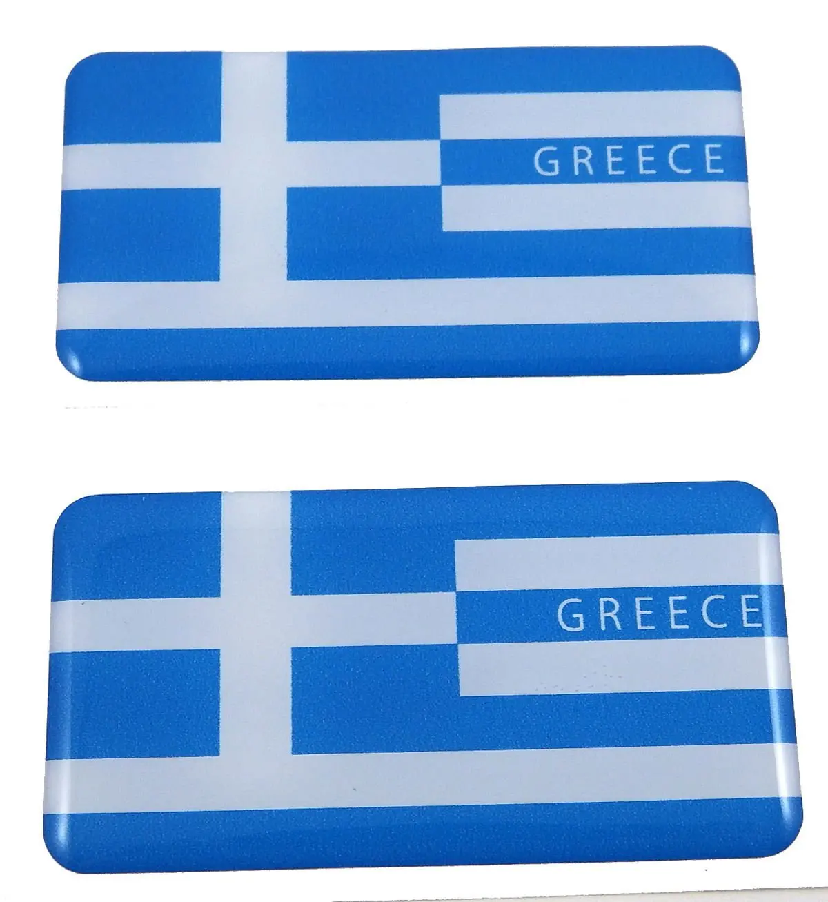 Greece Greek Flag Domed Decal 3D Sticker Emblem 2.6" Set Of 2 Decals 1