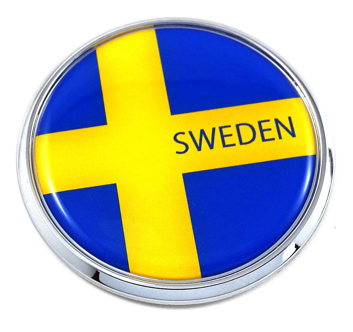 Sweden Swedish Flag 2.75" Car Chrome Round Emblem Decal 3D Sticker Badge 1