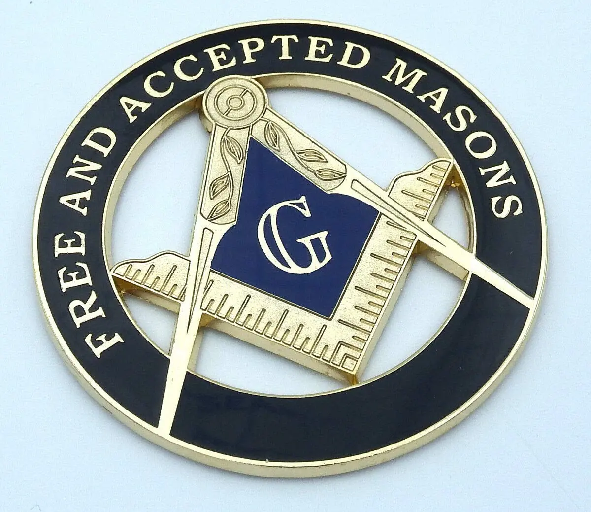 Car Chrome Decals Free And Accepted Masons Masonic Blak Gold Emblem 3" Metal Emblem Mas6-Blk 1
