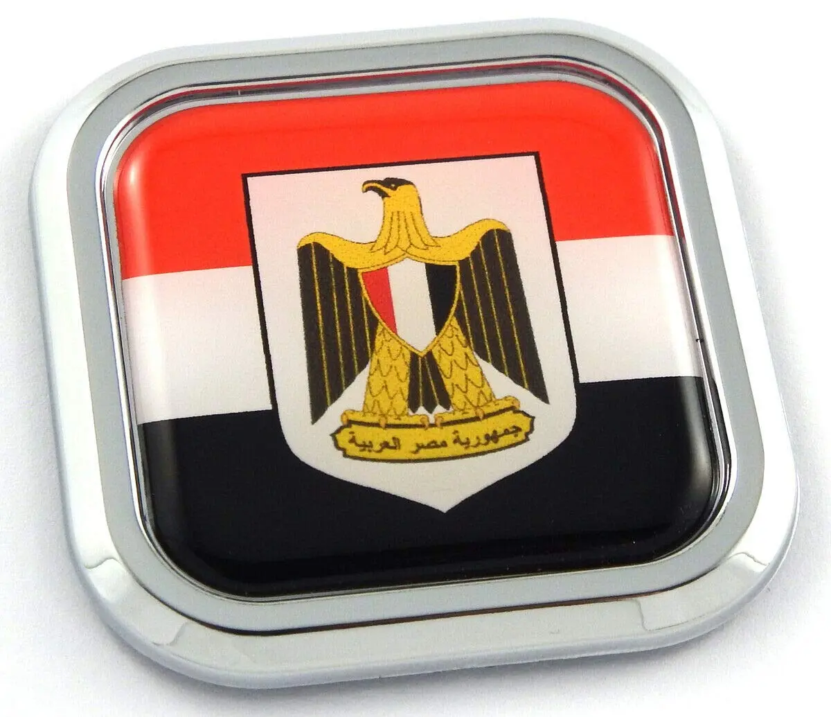 Egypt Flag Square Chrome Rim Emblem Car 3D Decal Badge Hood Bumper Sticker 2" 1