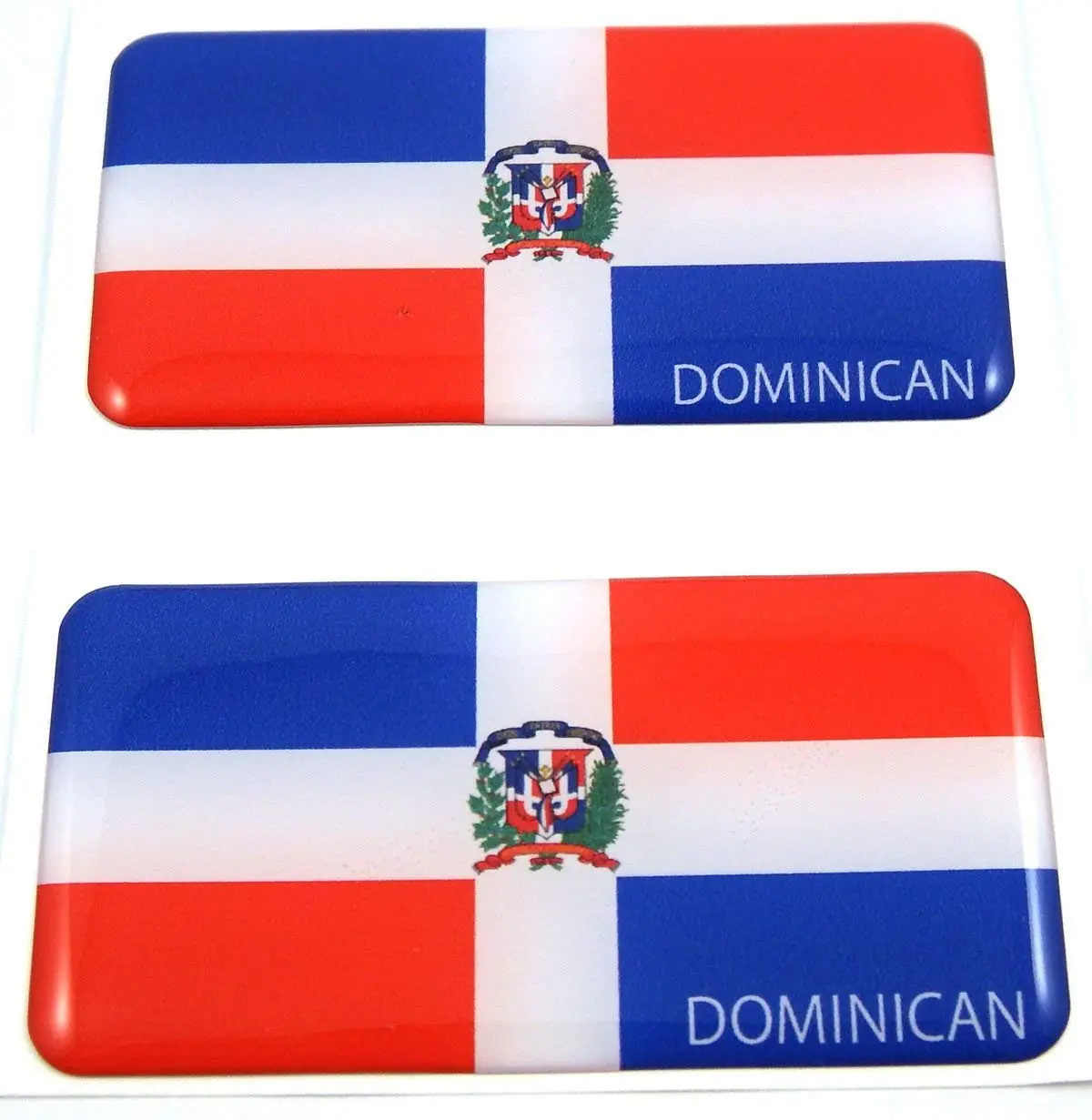 Dominican Republic Flag Domed Decal 3D Sticker Emblem 2.6" Set Of 2 Decals 1