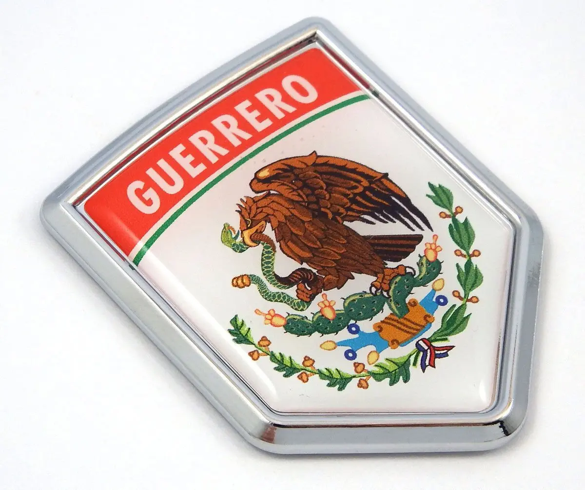 Guerrero Mexico Flag Mexican Car Emblem Chrome Bike Decal 3D Sticker Mx25 1