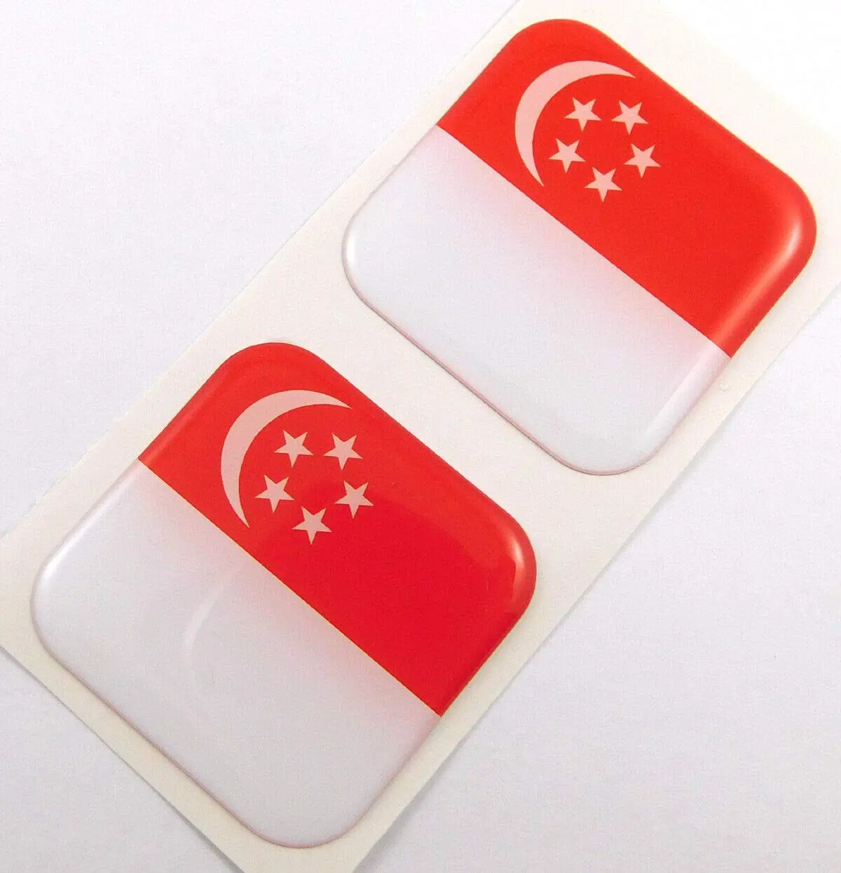 Syngapore Flag Square Domed Decal Car Bike Gel Stickers 1.5" 2Pc 1