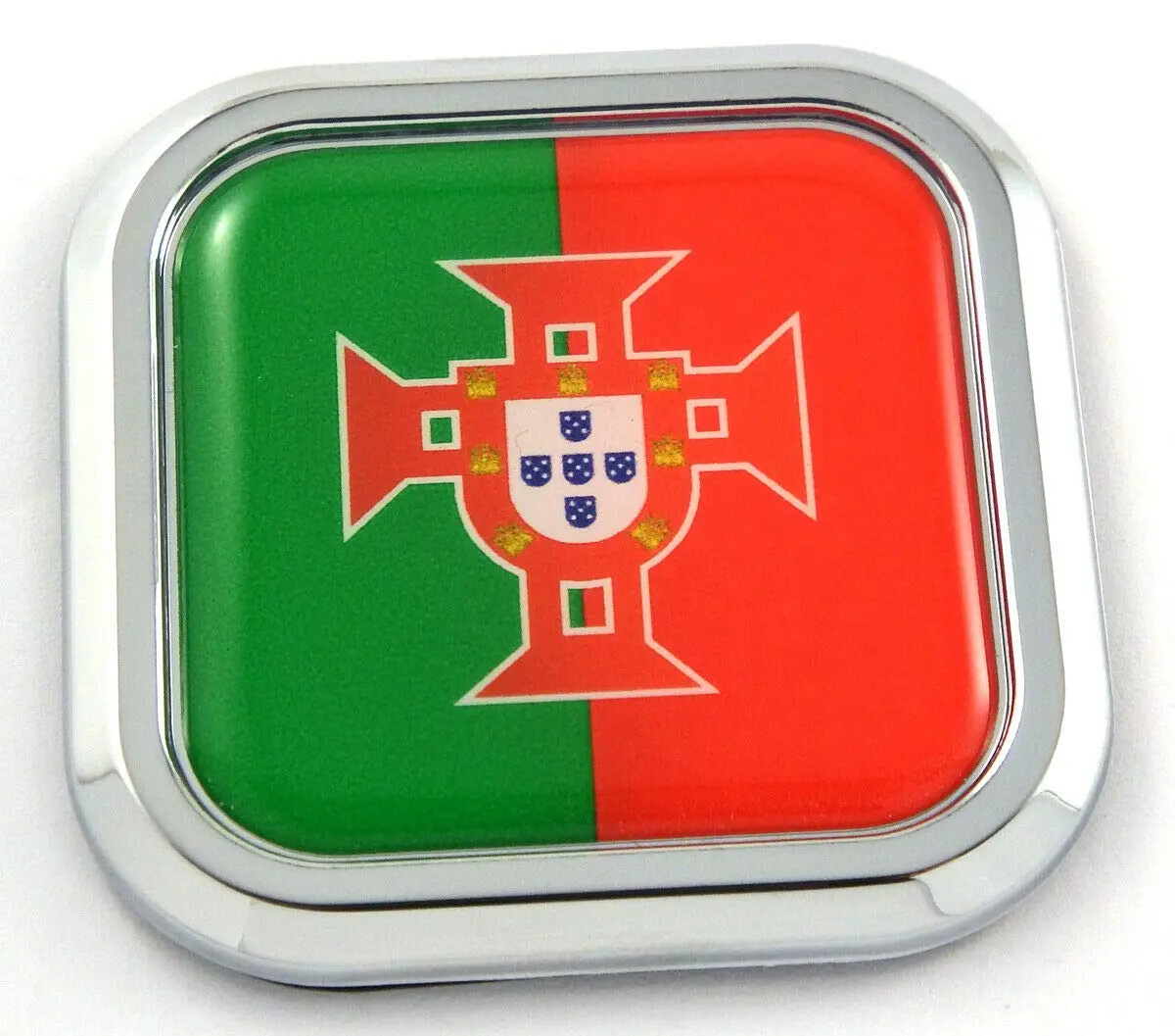 Portugal Flag Square Chrome Rim Emblem Car 3D Decal Badge Hood Bumper Sticker 2" 1