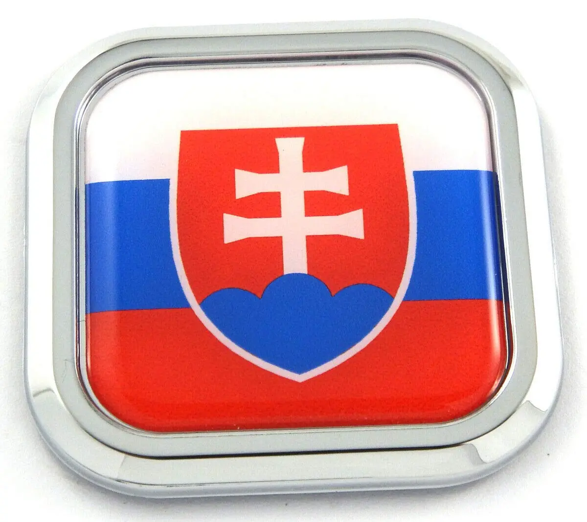 Slovakia Flag Square Chrome Rim Emblem Car 3D Decal Badge Hood Bumper Sticker 2" 1