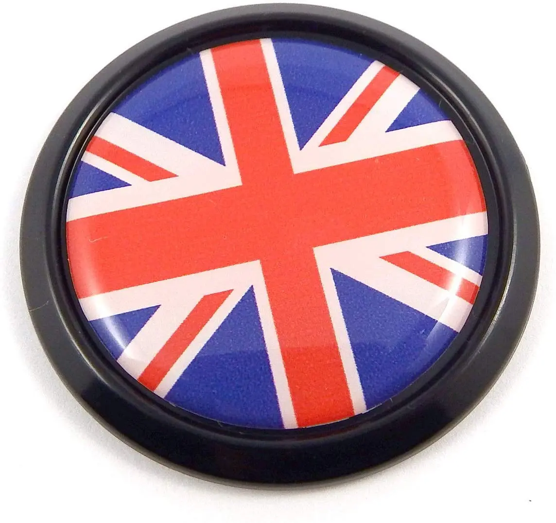 Great Britain British Black Round Flag Car Decal Emblem Bumper 3D Sticker 1.85" 1
