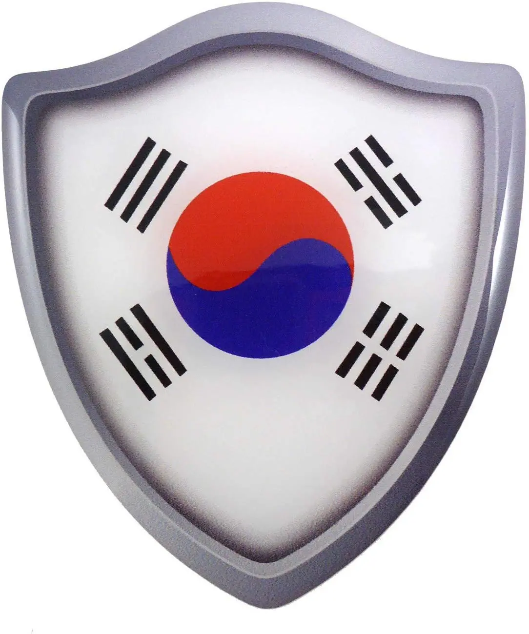Korea South Flag Shield Domed Decal 3D Look Edge Emblem Resin Carsticker 2.6"X3" 1