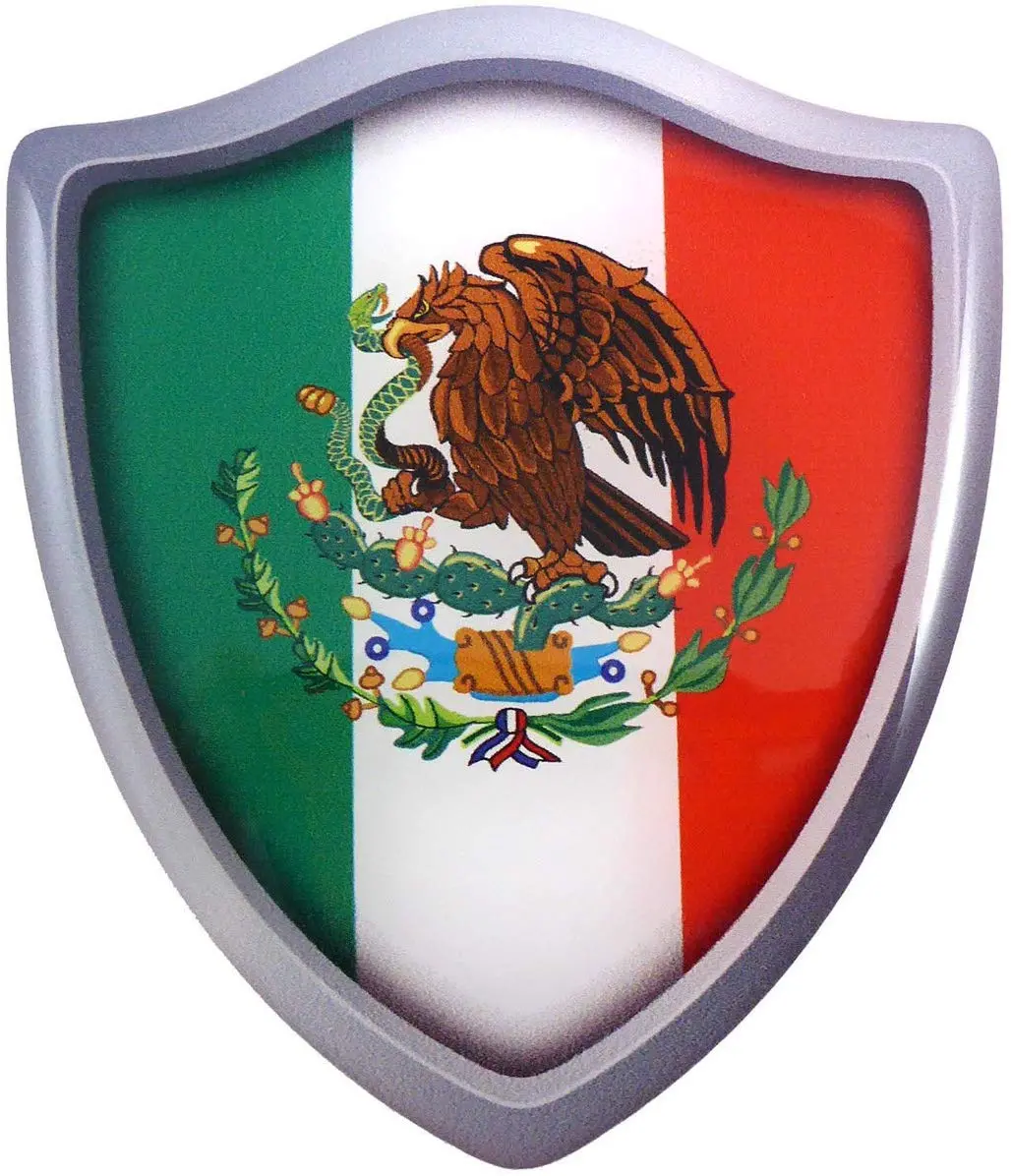 Mexico Shield Crest Domed Decal 3D Look Enhanced Emblem Resin Car Sticker 2.6" X 3" 1