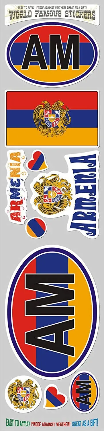 Armenia 10 Stickers Set Armenian Flag Decals Bumper Stiker Car Auto Bike Laptop 1