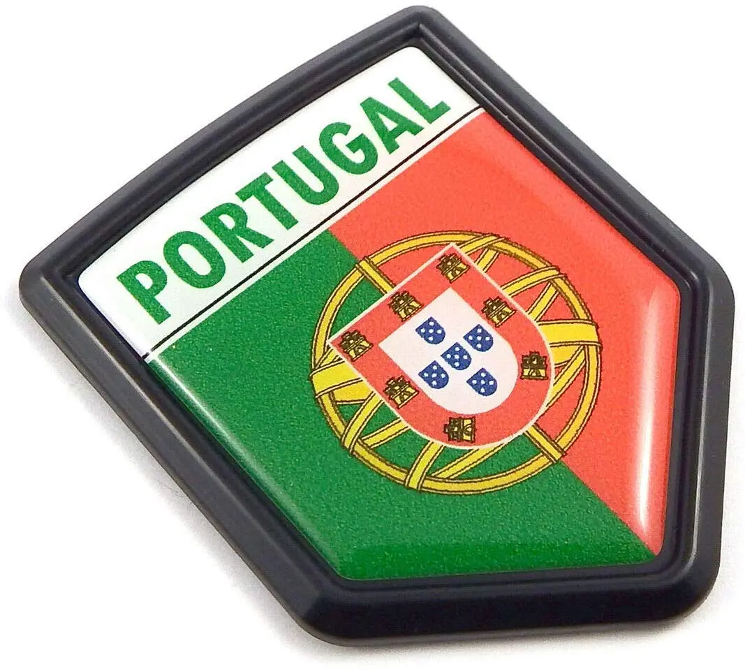 Portugal Portuguese Flag Black Shield Car Bike Decal Crest Emblem 3D Sticker 1