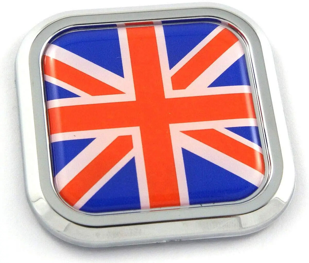 Great Britain Flag Square Chrome Rim Emblem Car 3D Decal Badge Bumper Sticker 2" 1