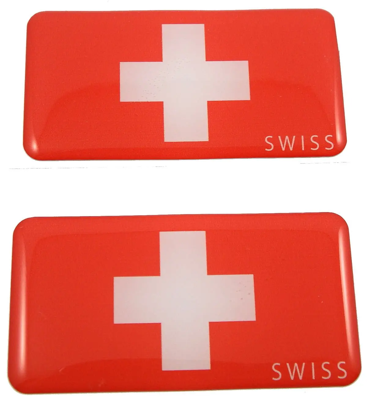 Switzerland Swiss Flag Domed Decal 3D Sticker Emblem 2.6" Set Of 2 Decals 1