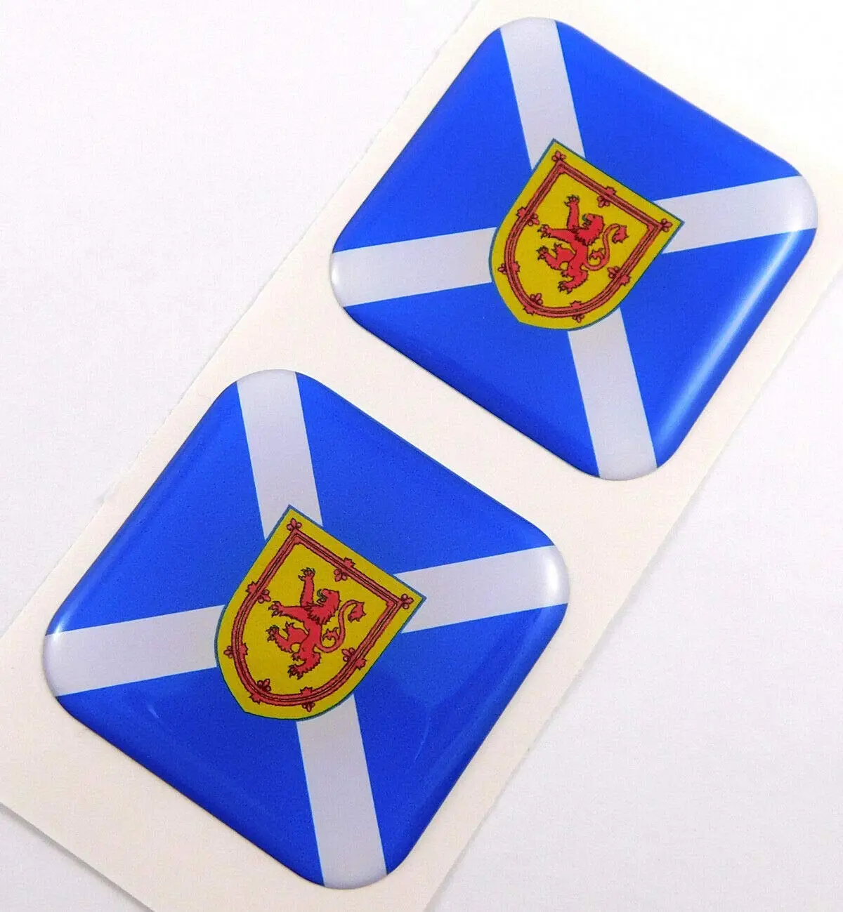 Scotland Flag Square Domed Decal Car Bike Gel Stickers 1.5" 2Pc 1