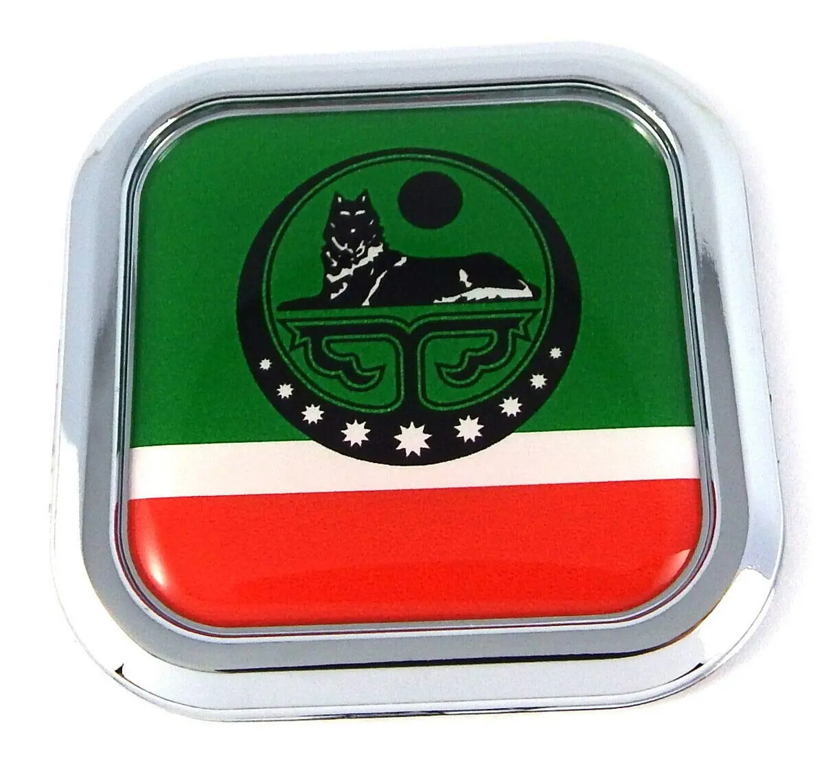 Chechnya Flag Square Chrome Rim Emblem Car 3D Decal Badge Hood Bumper Sticker 2" 1