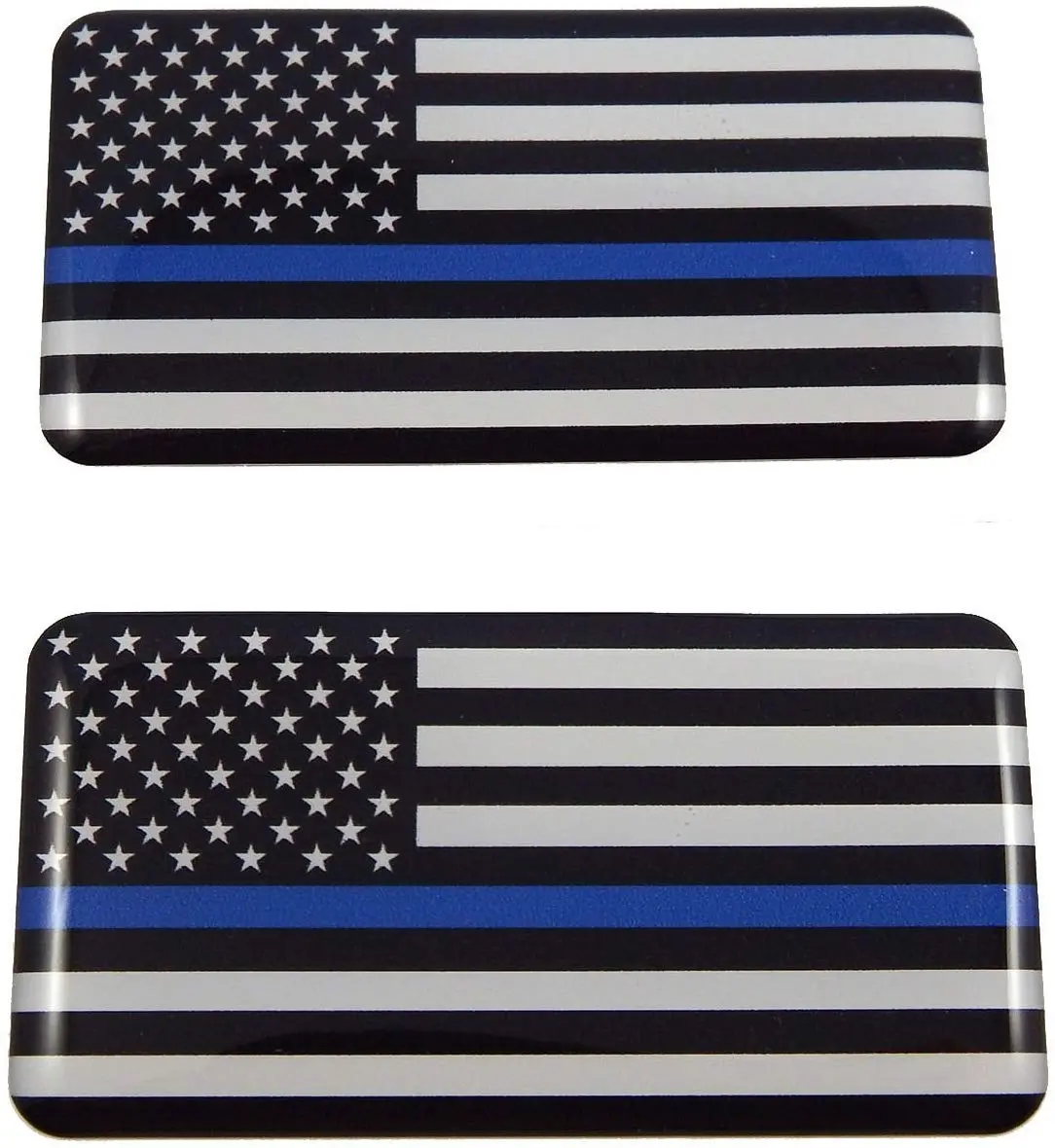 Usa Thin Blue Line Police Flag Domed Decal 3D Sticker Emblem 2.6" Set Of 2 Decals 1