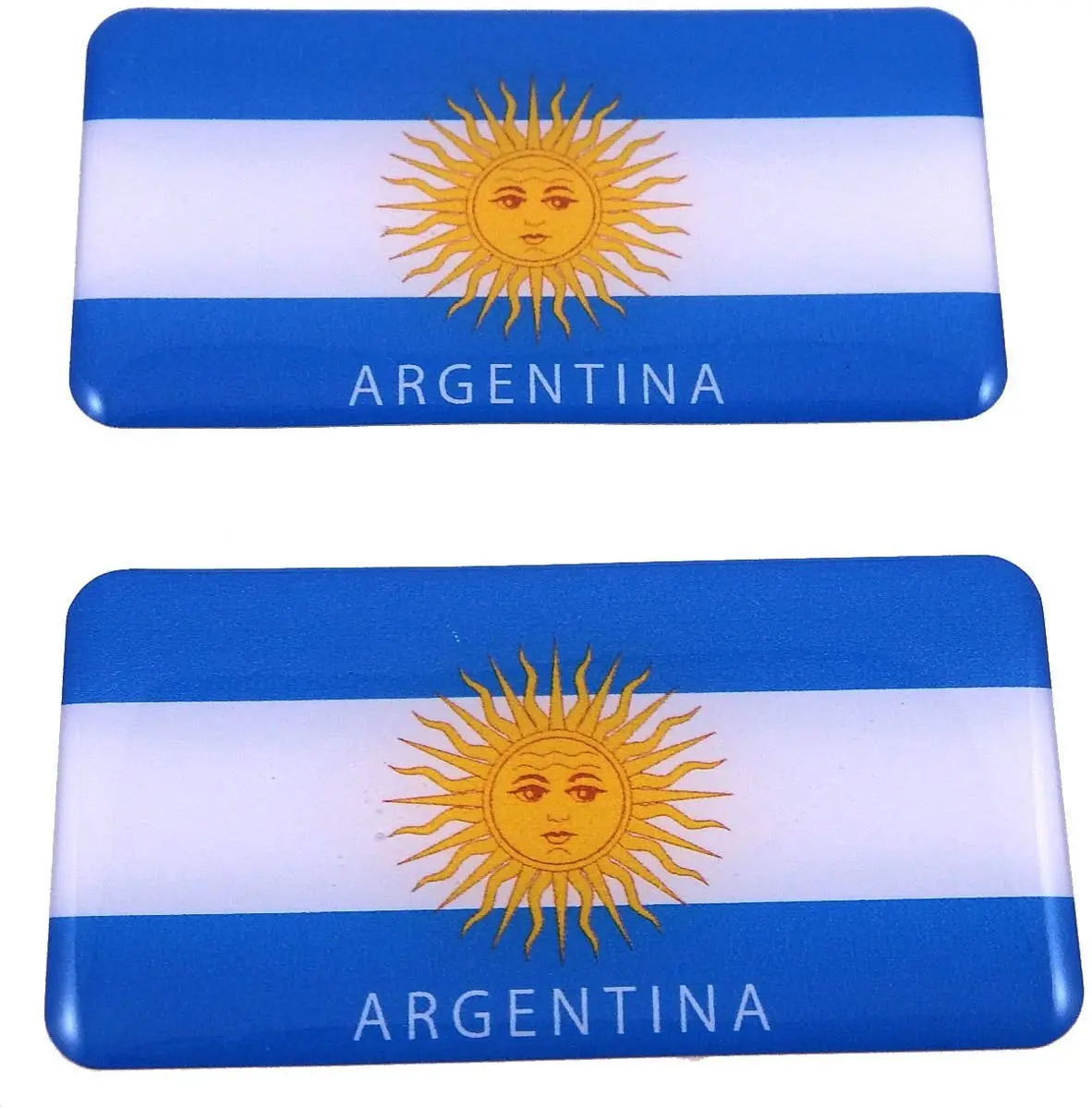 Argentina Rectangular Flag Domed Decal 3D Sticker Emblem 2.6" Set Of 2 Decals 1