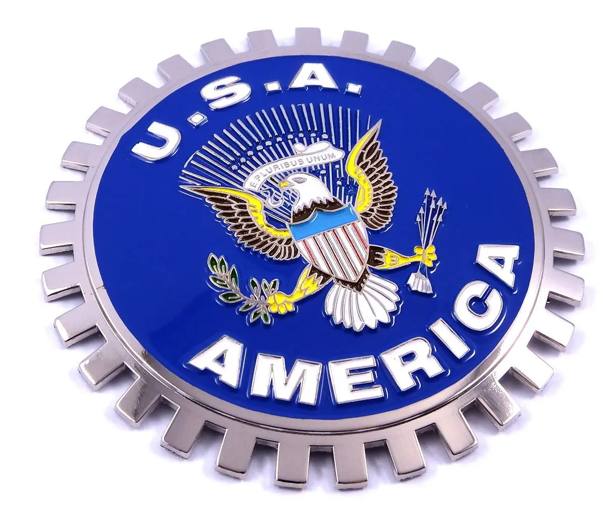 Usa America Grille Badge For Car Truck Grill Mount Flag Metal Chrome Plated 1
