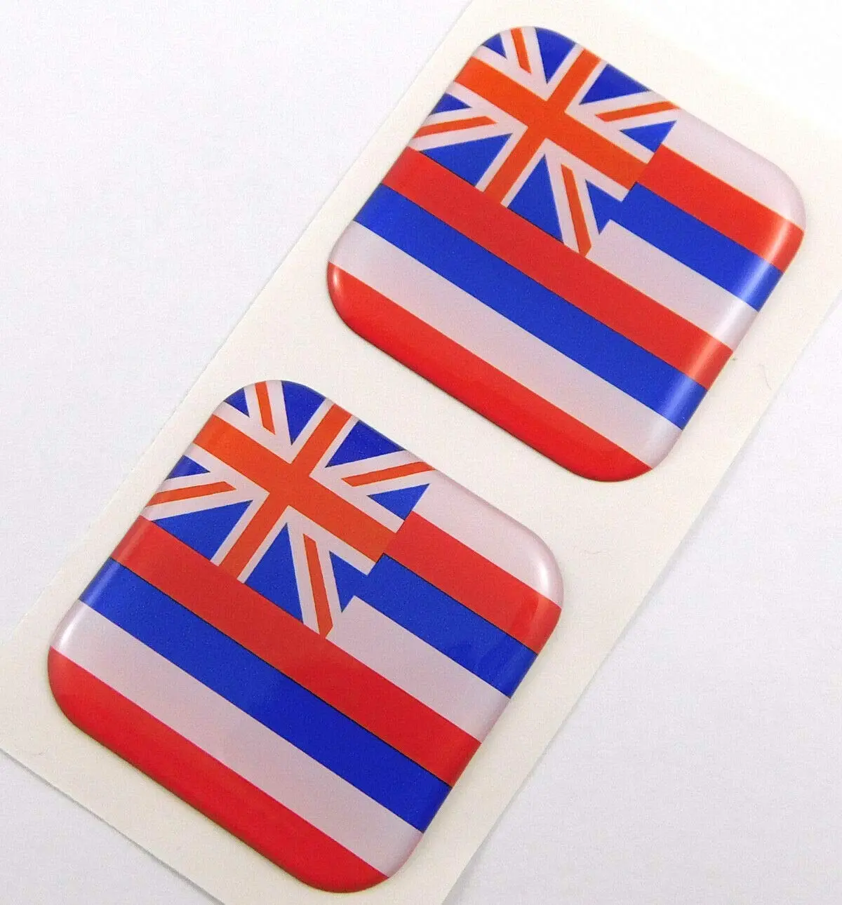 Hawaii Flag Square Domed Decal Car Bike Gel Stickers 1.5" 2Pc 1