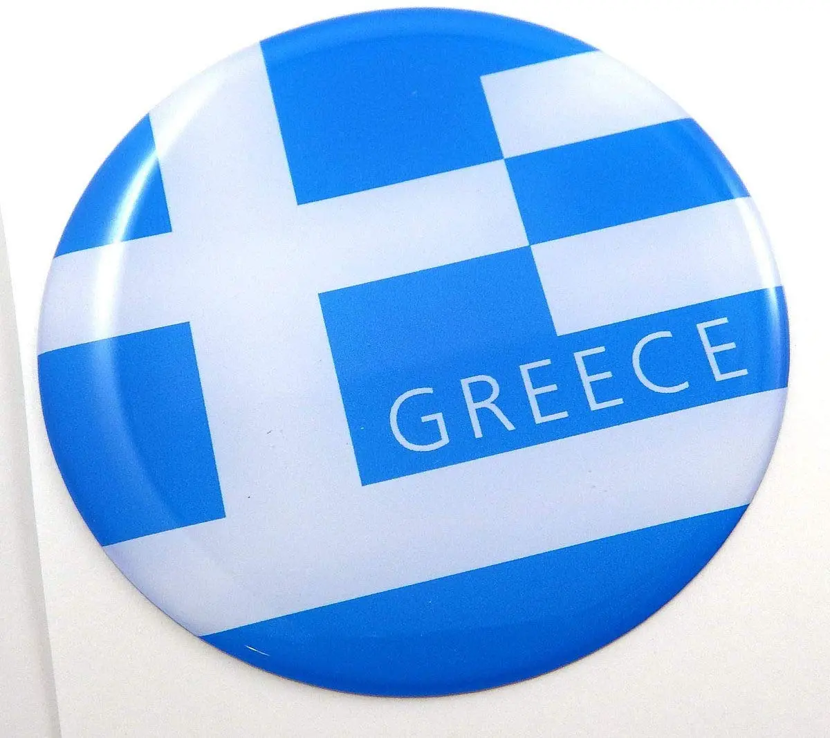 Greece Greek Flag Round Domed Decal Emblem Car Bike 2.44" 1