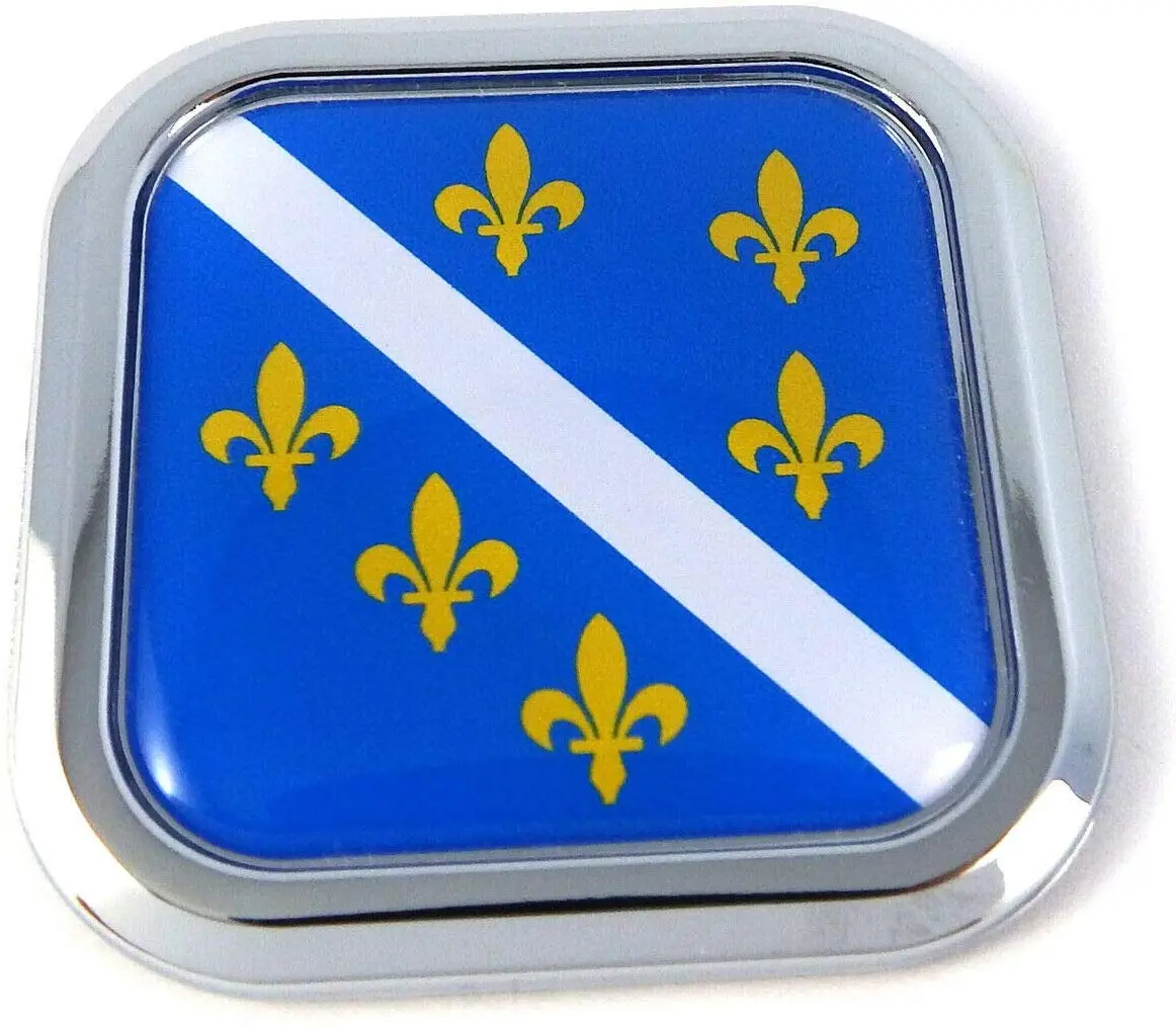 Bosnia Old Style Flag Square Chrome Rim Emblem Car 3D Decal Badge Bumper 2" 1