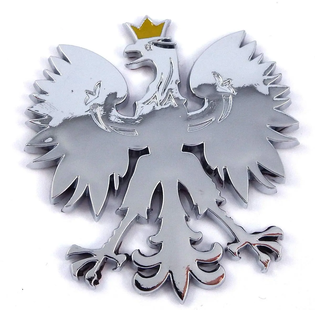 Poland 2.5" Polish Polski Eagle With Golden Crown Chrome 3D Emblem Decal Polska 1