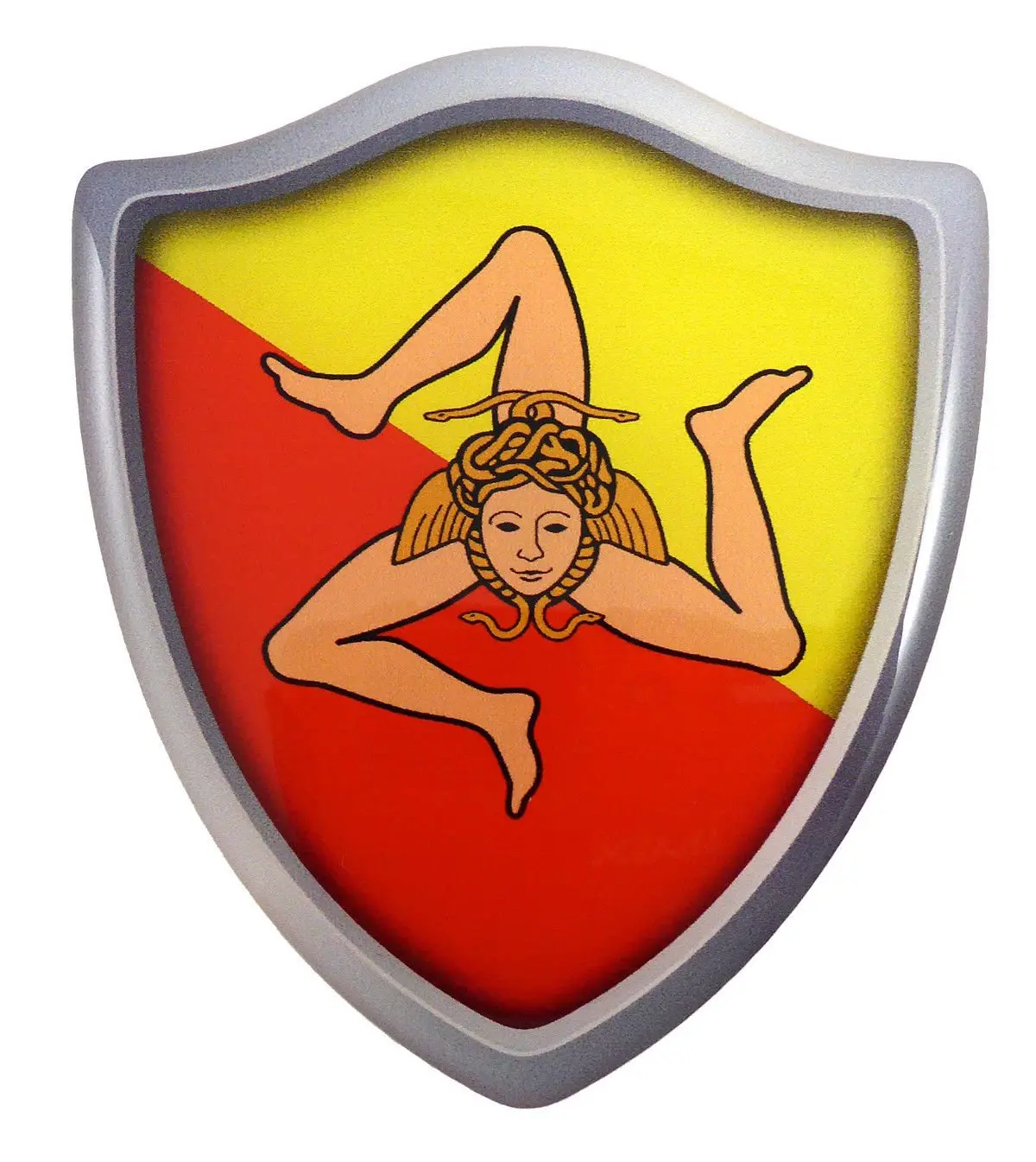 Sicily Italian Flag Shield Domed Decal 3D Look Emblem Resin Car Sticker 2.6"X3" 1