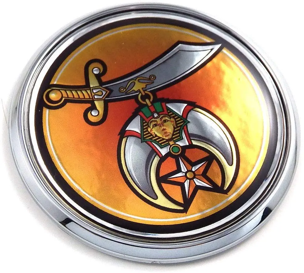 Shriner Shriners Masonic Flag 2.75" Car Chrome Round Emblem Decal 3D Badge 1