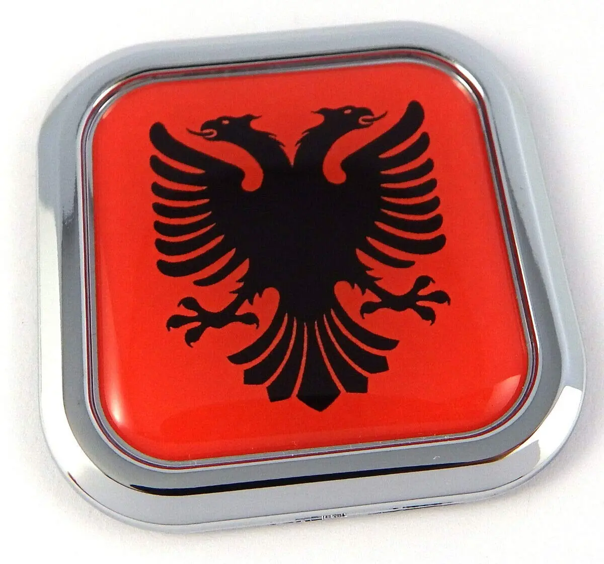 Albania Flag Square Chrome Rim Emblem Car 3D Decal Badge Hood Bumper Sticker 2" 1
