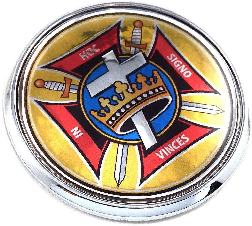 Knights Templar Masonic Flag 2.75" Car Chrome Round Emblem Decal 3D Badge 1