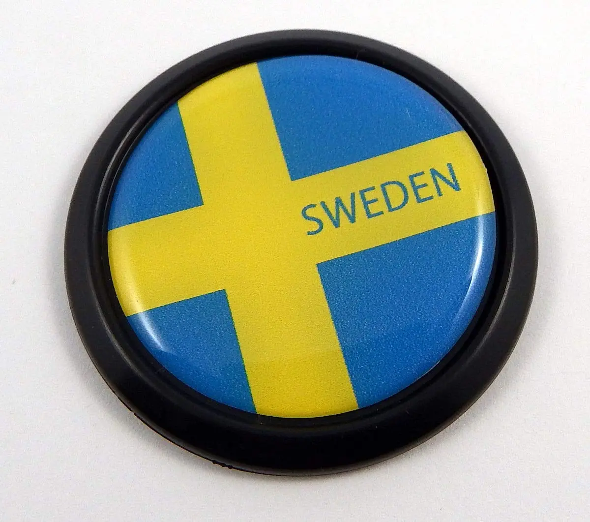 Sweden Swedish Black Round Flag Car Decal Emblem Bumper 3D Sticker 1.85" 1