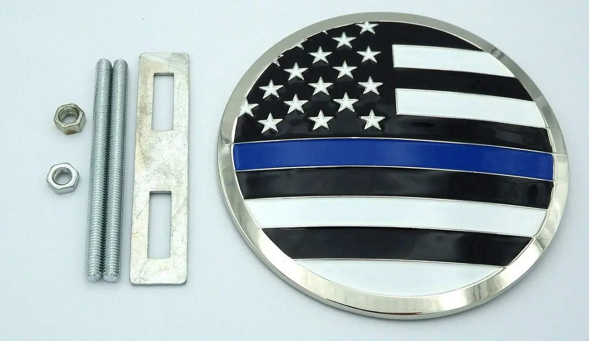 Usa Police Thin Blue Line Grille Emblem For Car Truck Grill Mount Metal 2