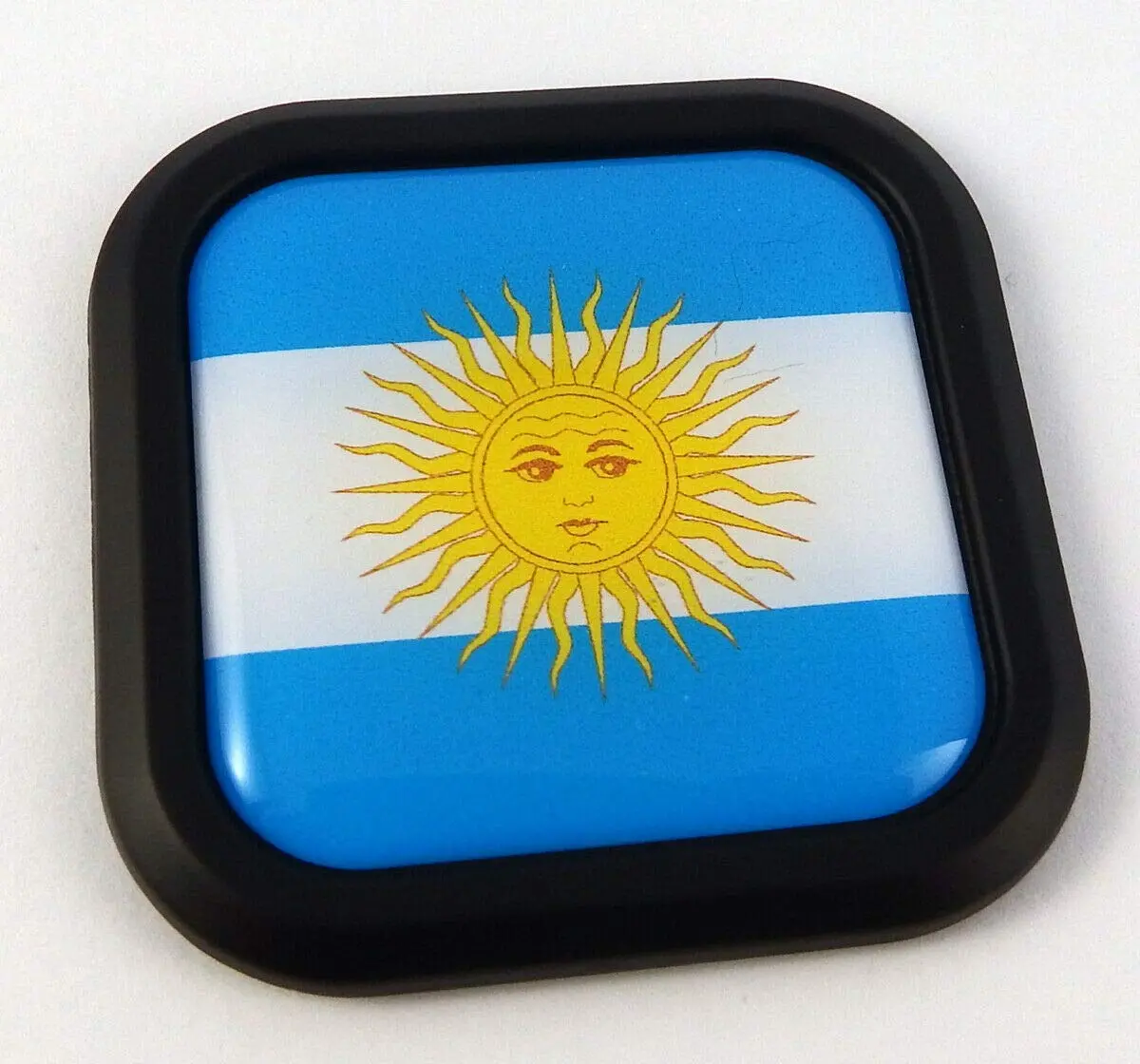 Argentina Flag Square Black Rim Emblem Car 3D Decal Badge Bumper Sticker 2" 1