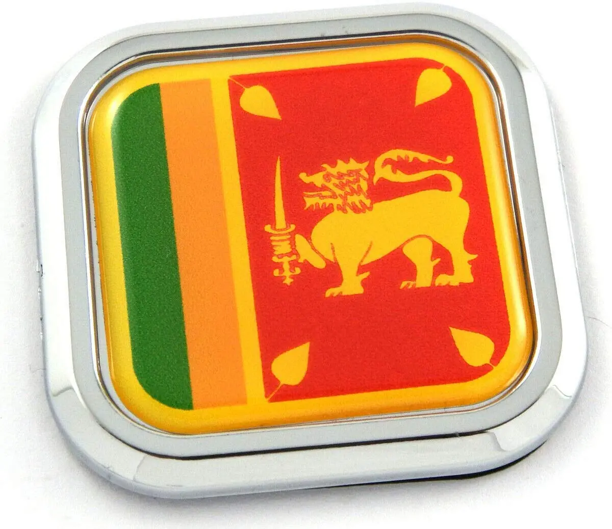 Sri Lanka Flag Square Chrome Rim Emblem Car 3D Decal Badge Bumper Sticker 2" 1