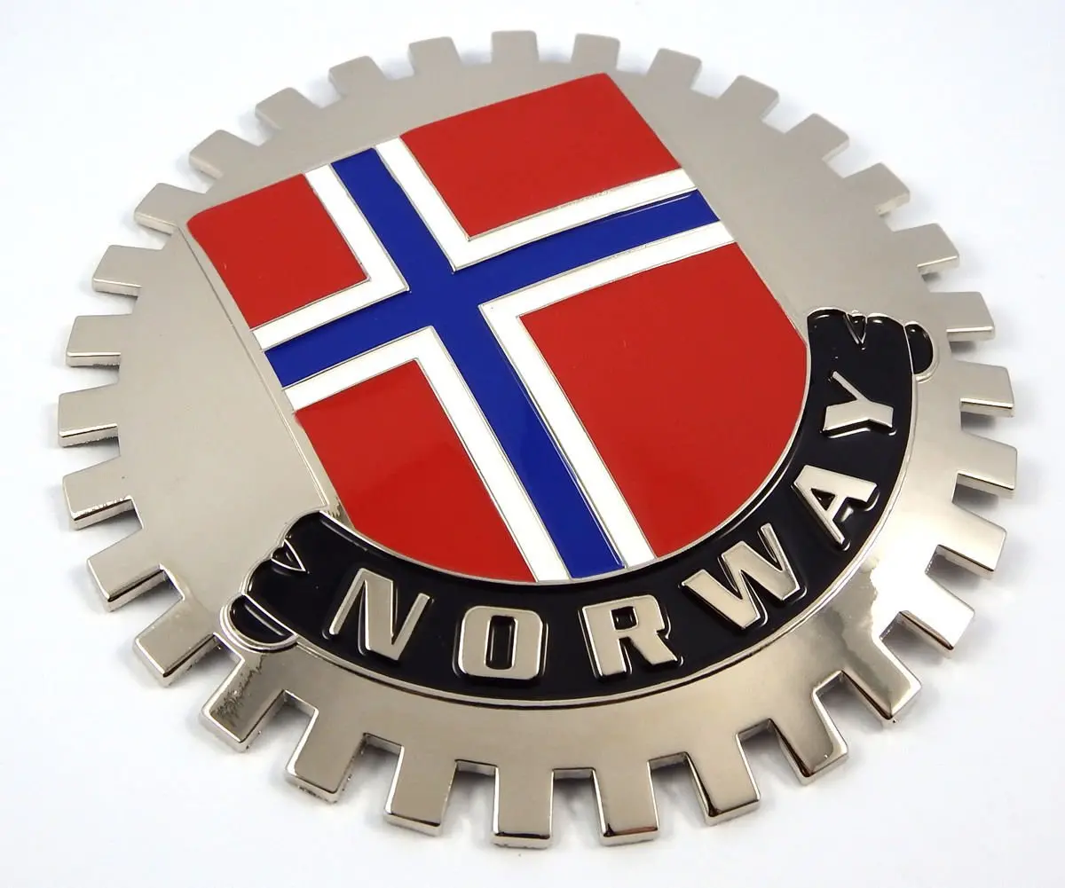 Norway Grille Badge For Car Truck Grill Mount Flag Metal Chrome Plated 1