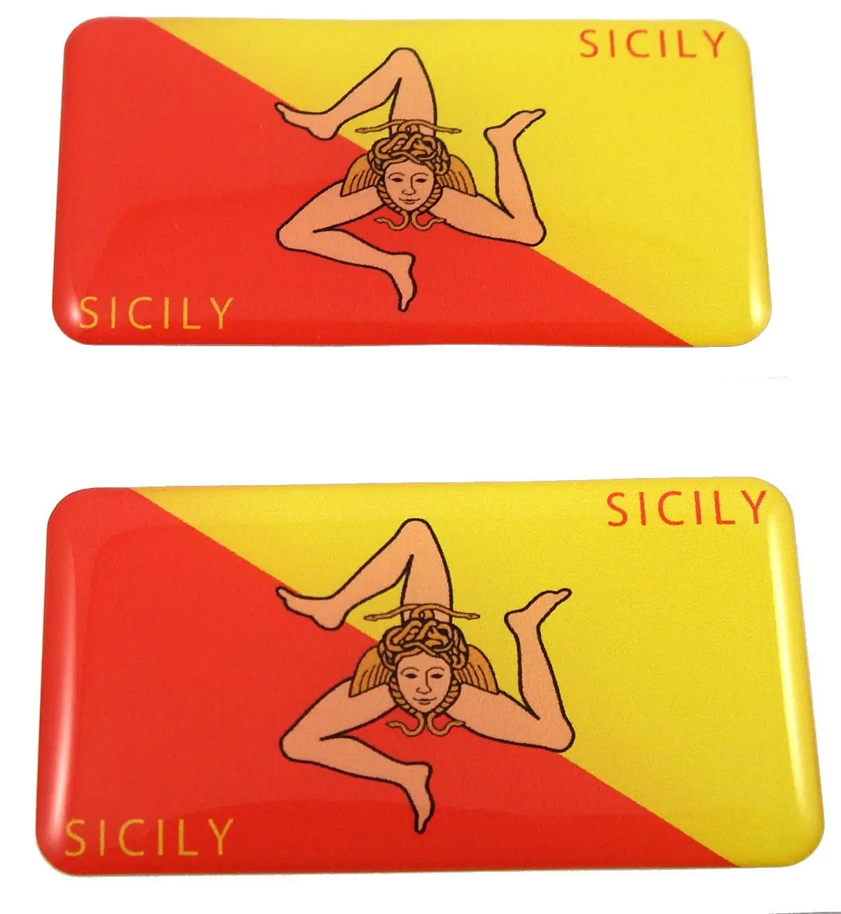 Sicily, Italian Flag Domed Decal 3D Sticker Emblem 2.6" Set Of 2 Decals 1