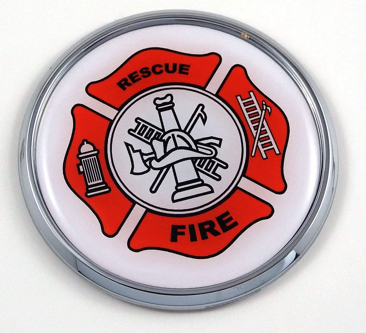 Firefighter Fire Fighter Flag 2.75" Car Chrome Round Emblem Decal 3D Badge 1