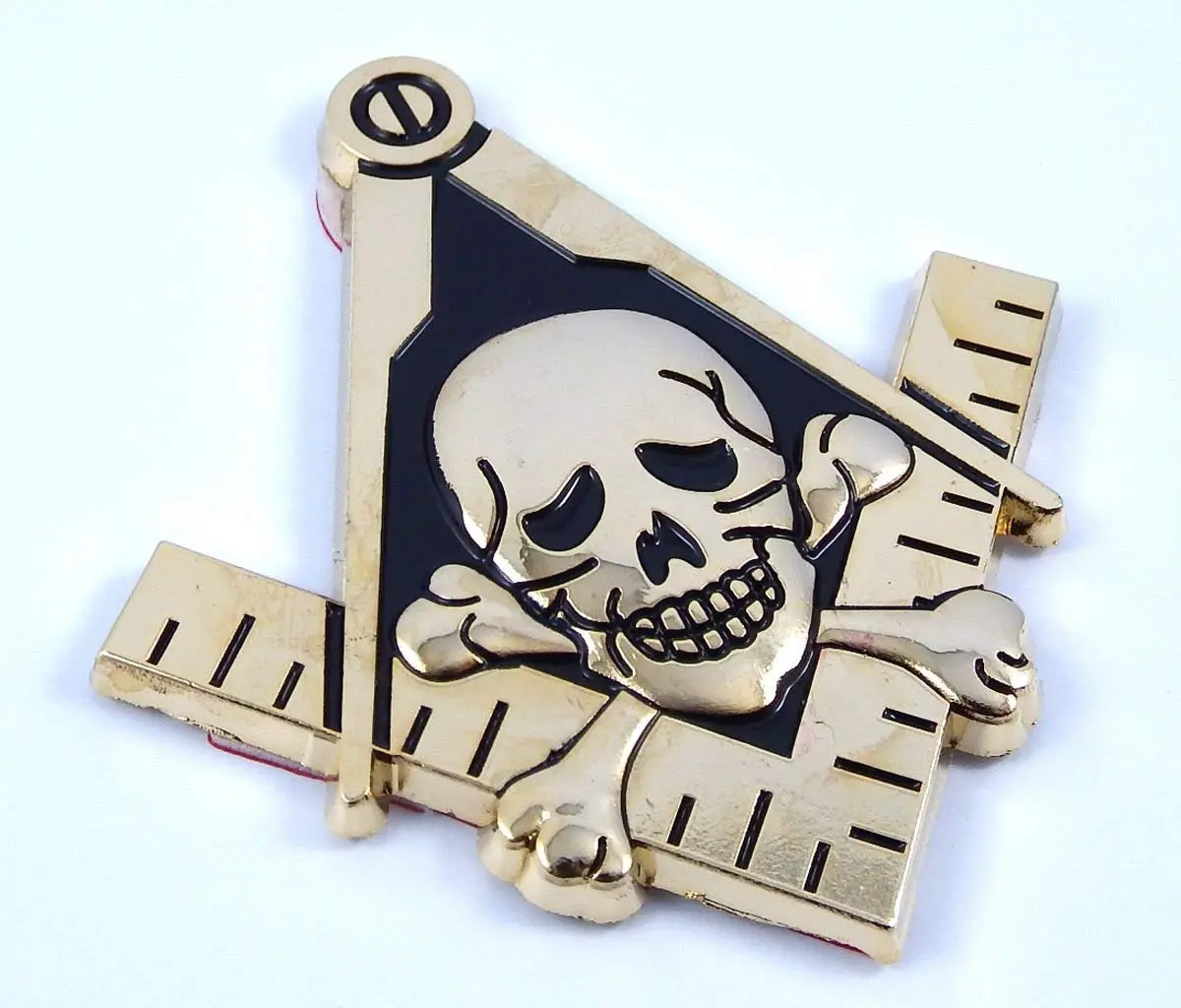 Mason Masonic Auto Emblem With Skull Gold Black 3" Metal Car 3D Decal Mas23 1
