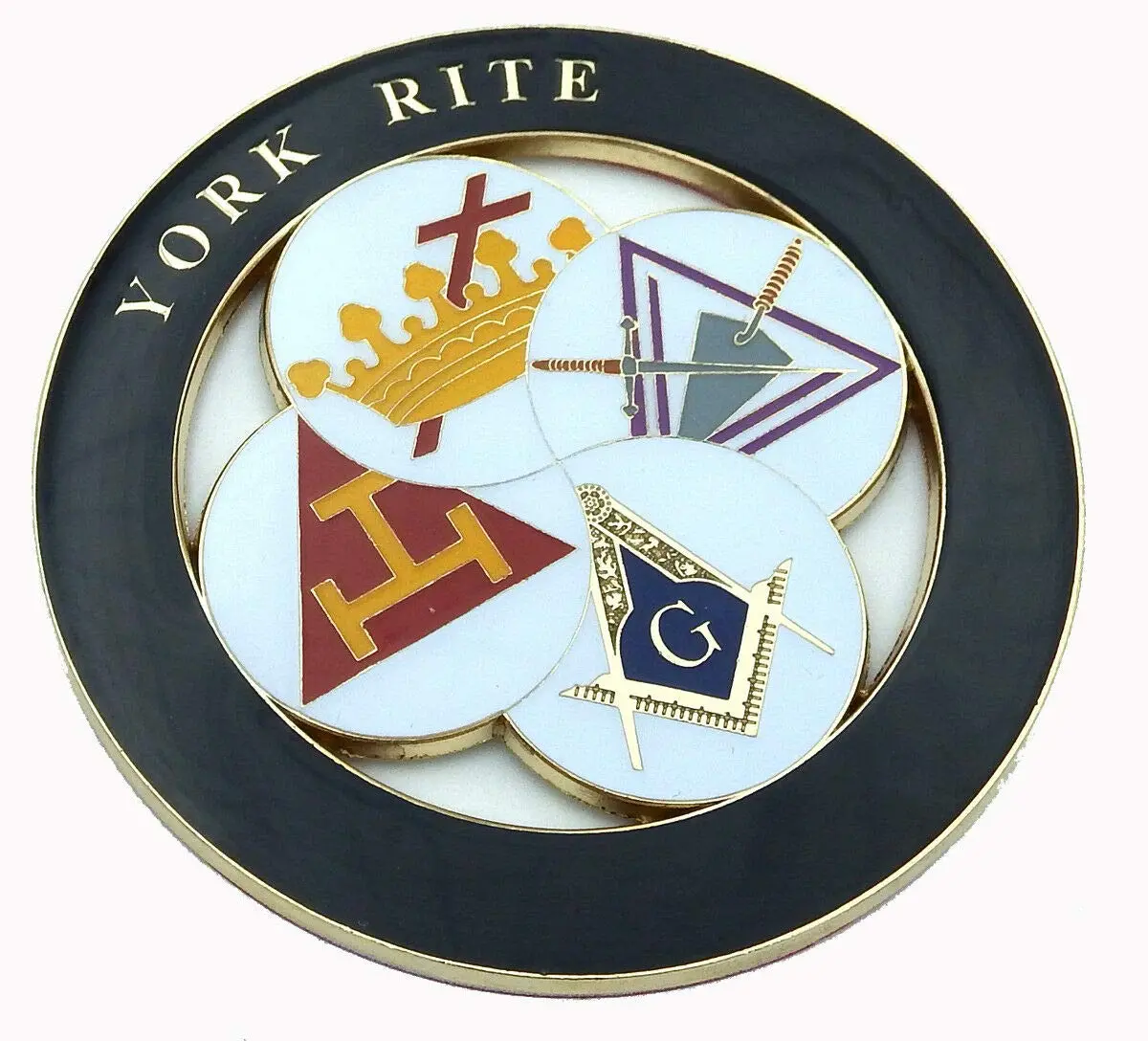 Car Chrome Decals York Rite Royal Arch Masonic 3" Metal Emblem 3D Decal Mas9-Blk 1