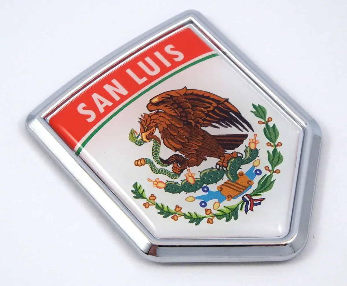 San Luis Mexico Flag Mexican Car Emblem Chrome Bike Decal 3D Sticker Mx28 1