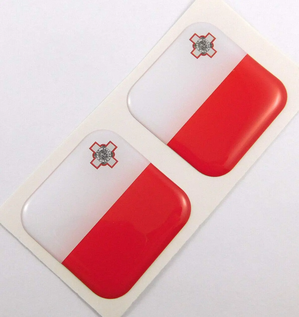 Malta Flag Square Domed Decal Car Bike Gel Stickers 1.5" 2Pc 1