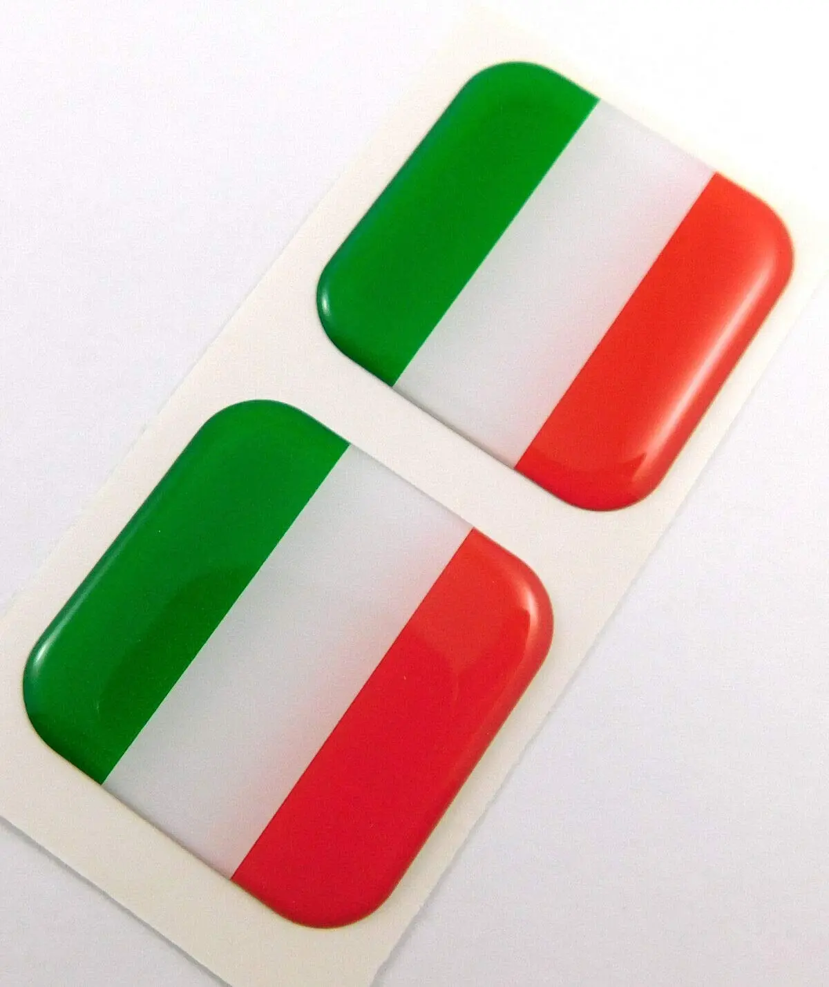 Italy Italia Italian Flag Square Domed Decal Car Bike Gel Stickers 1.5" 2Pc 1