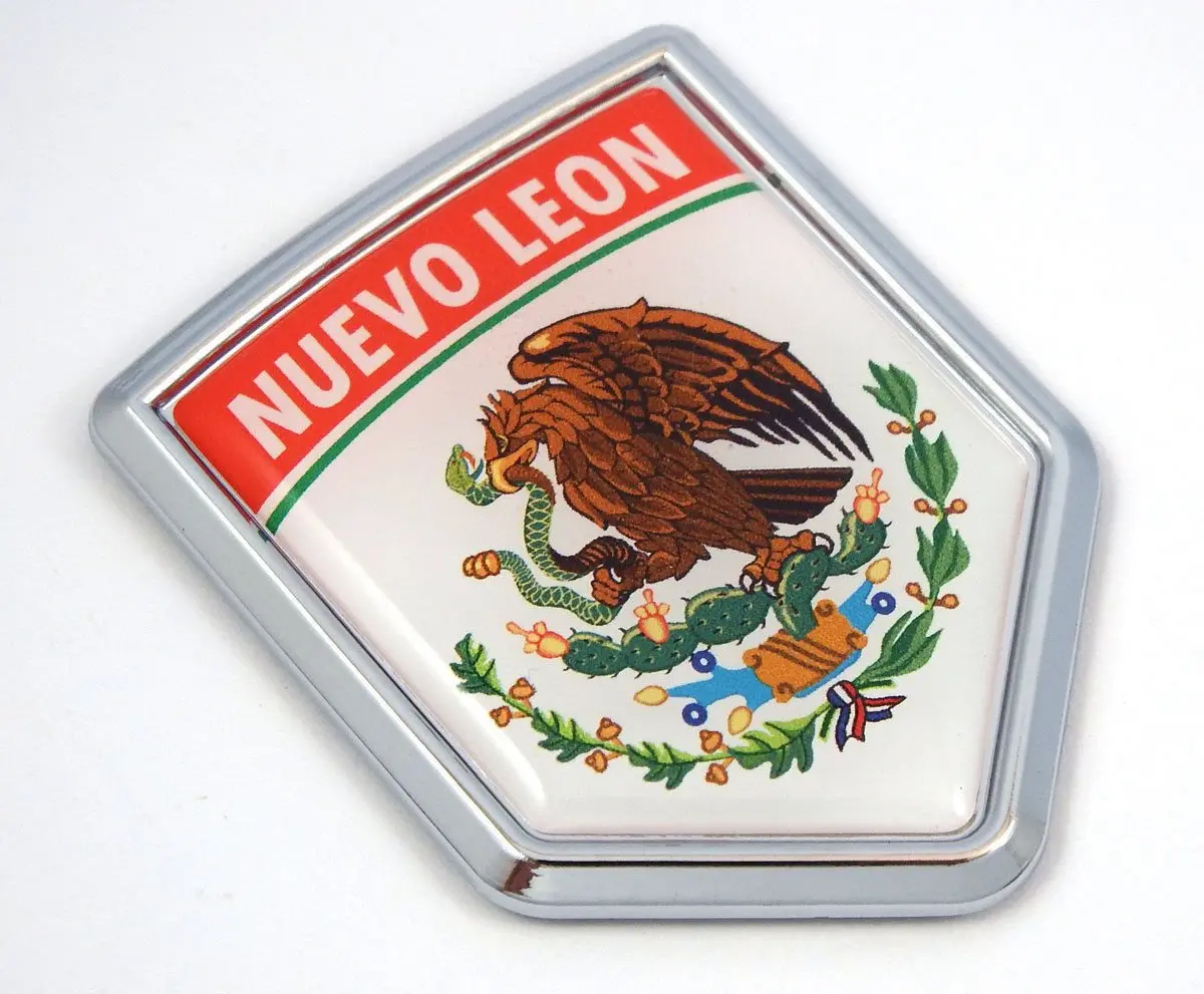 Nuevo Leon Mexico Flag Mexican Car Emblem Chrome Bike Decal 3D Sticker Mx9 1
