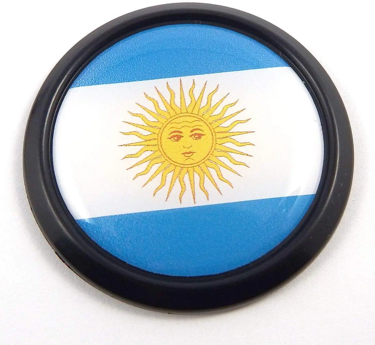 Argentina Black Round Flag Car Decal Emblem Bumper 3D Sticker 1.85" 1