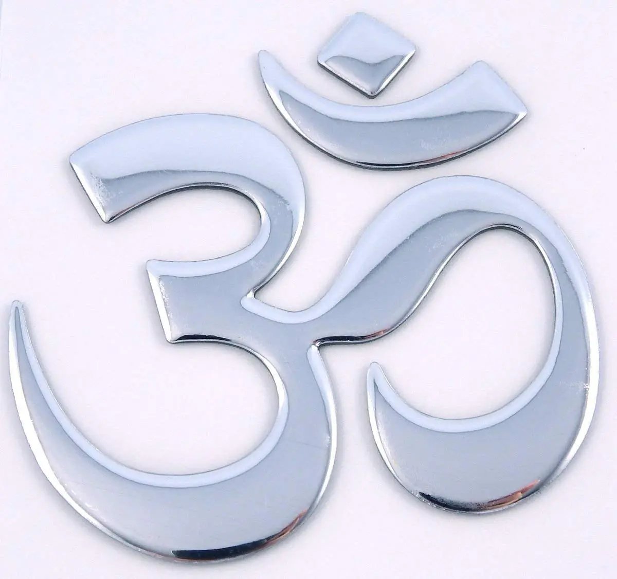 Aum Om Yoga Chrome Finish Decal Emblem 3D Sticker For Car Bike 2.5" Flexible 1