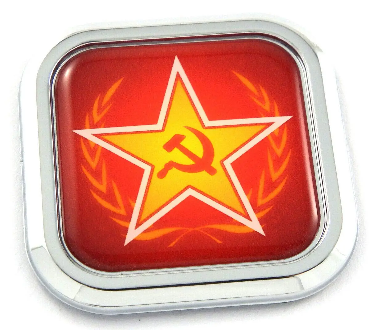 Ussr Red Flag Square Chrome Rim Emblem Car 3D Decal Badge Hood Bumper Sticker 2" 1